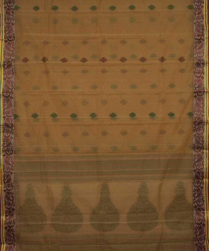 Brown handloom cotton bengal tangail saree