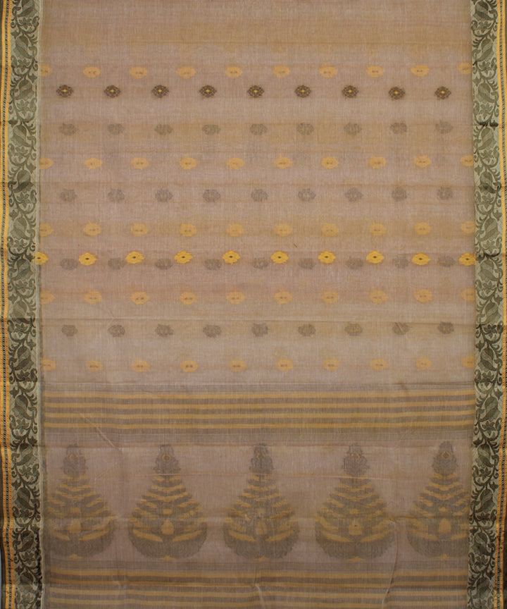 Pale beige handloom cotton bengal tangail saree