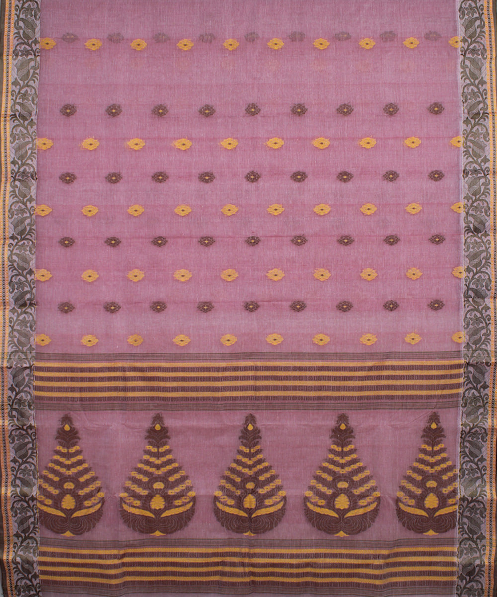 Baby pink handloom cotton bengal tangail saree