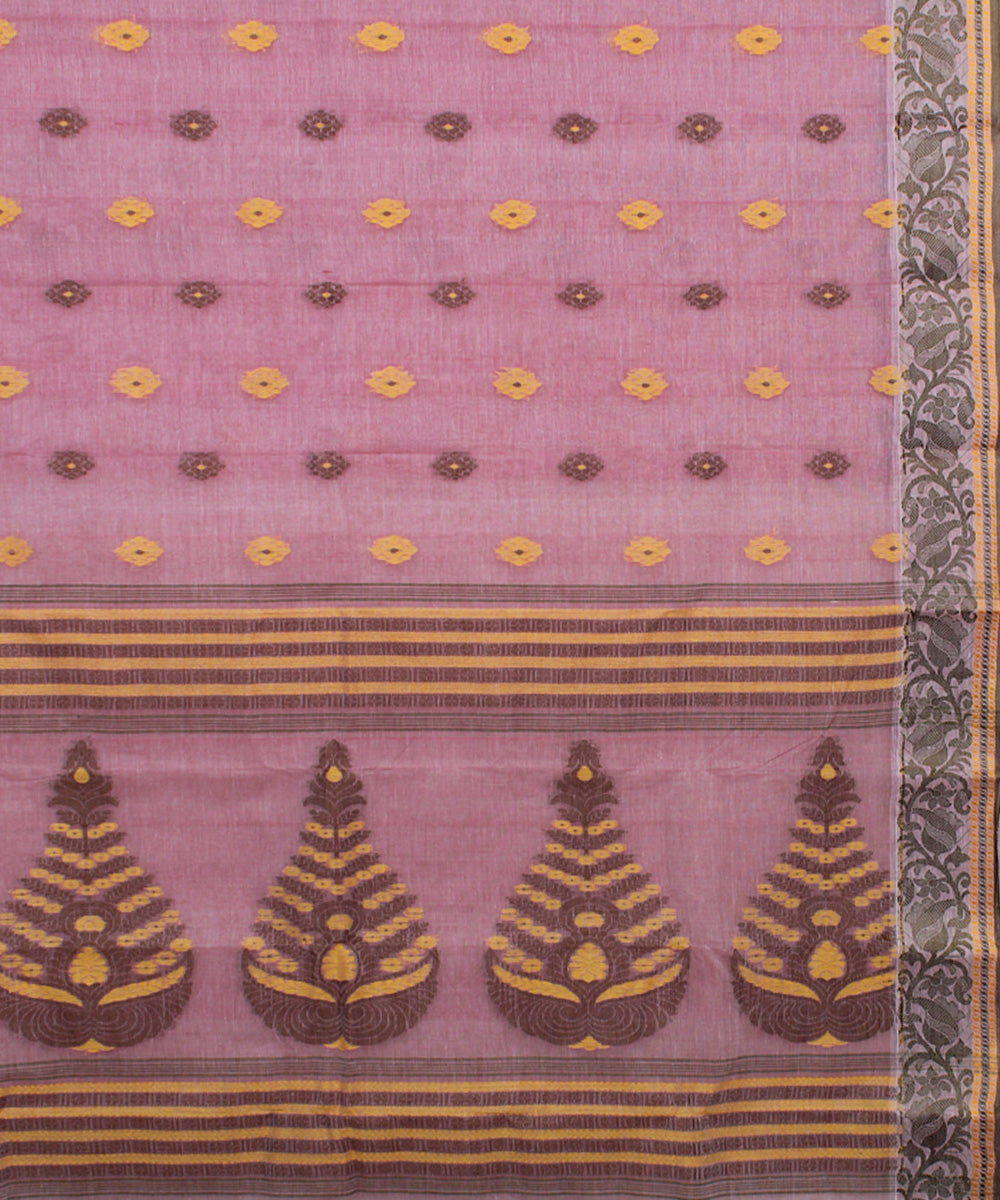 Baby pink handloom cotton bengal tangail saree