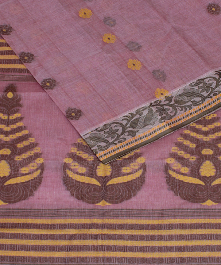 Baby pink handloom cotton bengal tangail saree