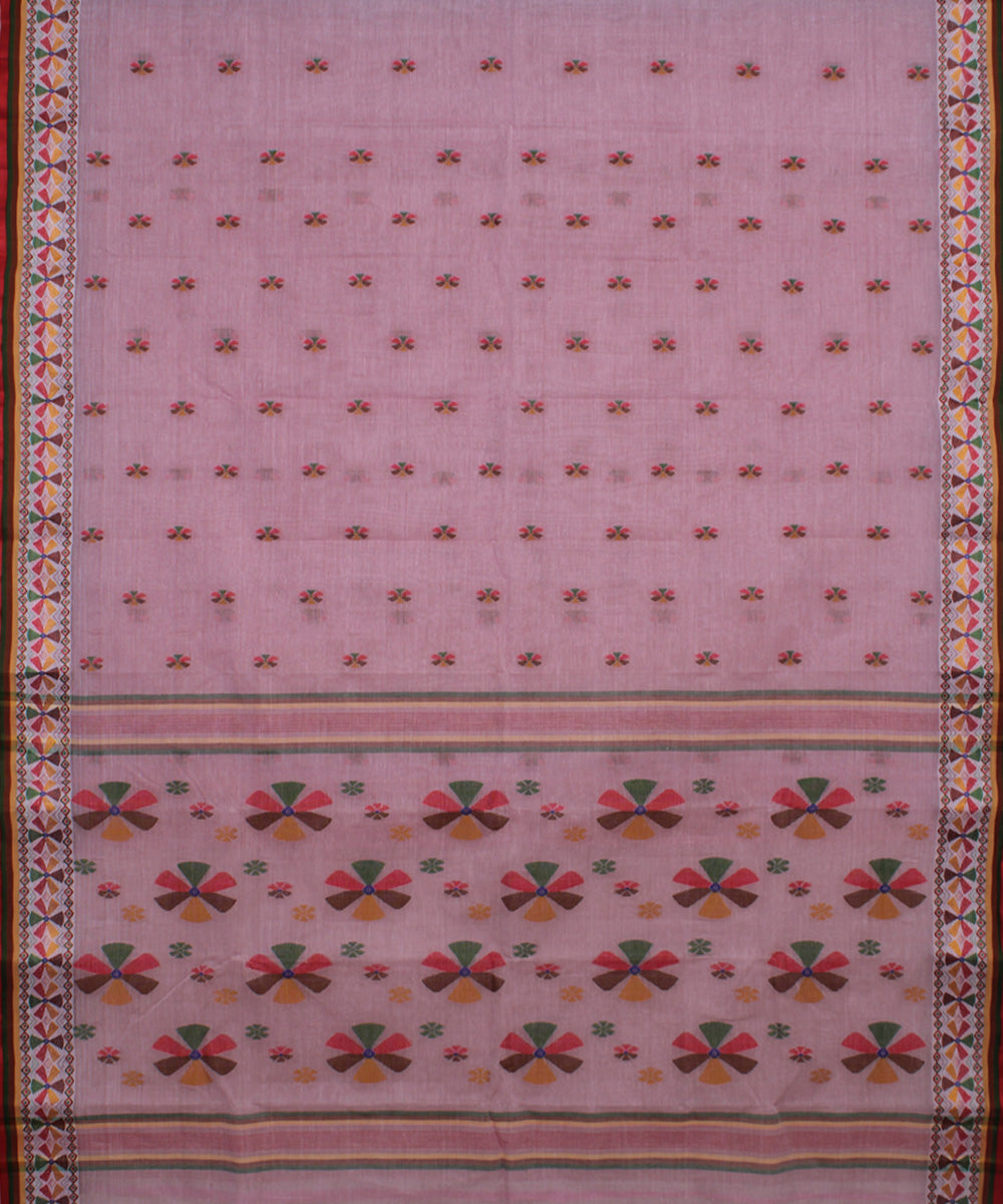 Baby pink handwoven cotton bengal tangail saree