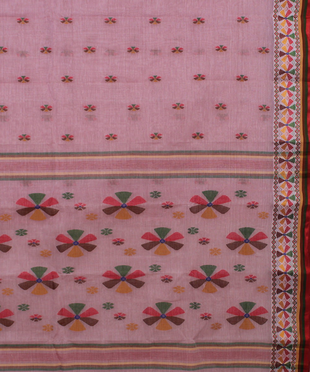 Baby pink handwoven cotton bengal tangail saree