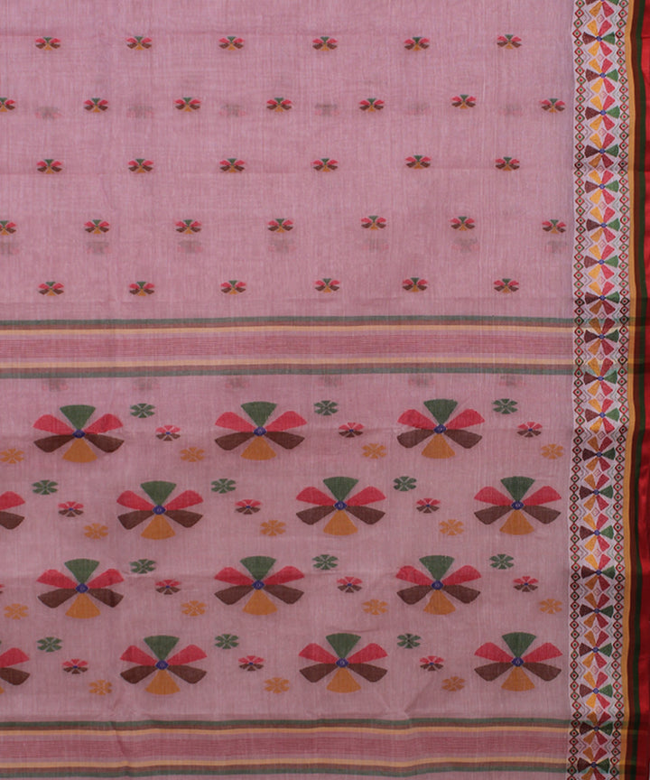 Baby pink handwoven cotton bengal tangail saree