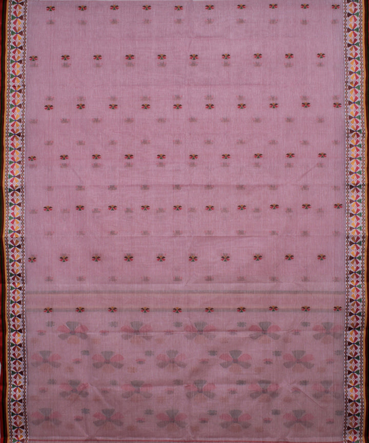 Baby pink handwoven cotton bengal tangail saree