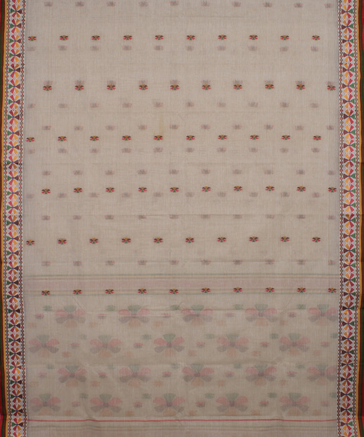 Beige handwoven cotton bengal tangail saree
