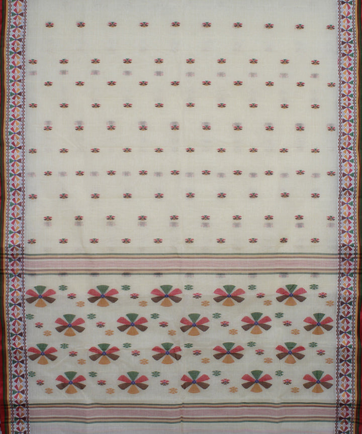 Cream multicolor handloom cotton bengal tangail saree