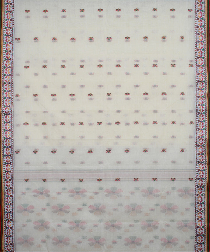Cream multicolor handloom cotton bengal tangail saree