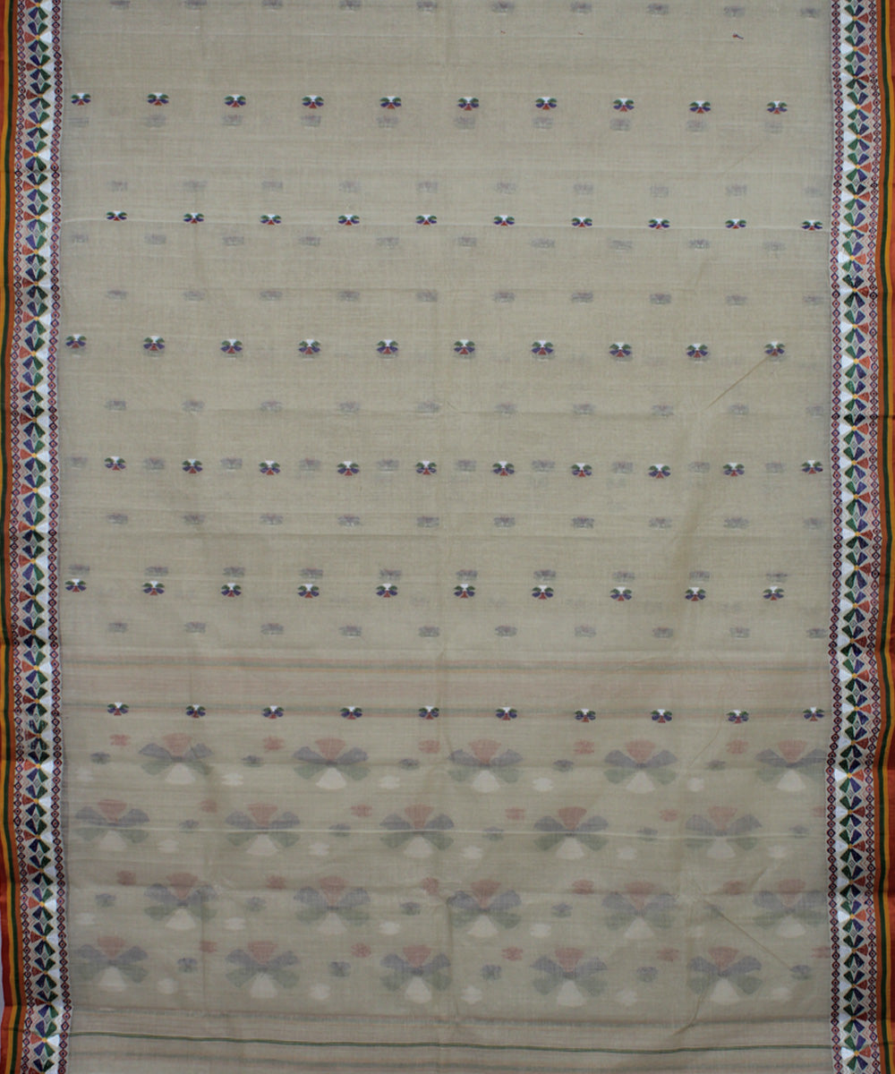 Beige multicolor handloom cotton bengal tangail saree