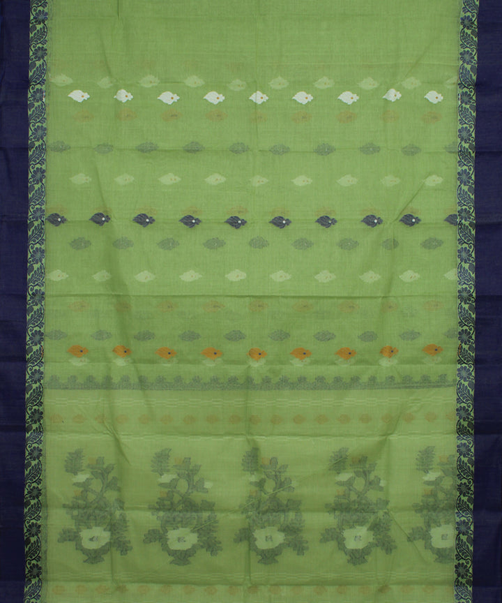 Sage green blue handloom cotton bengal tangail saree