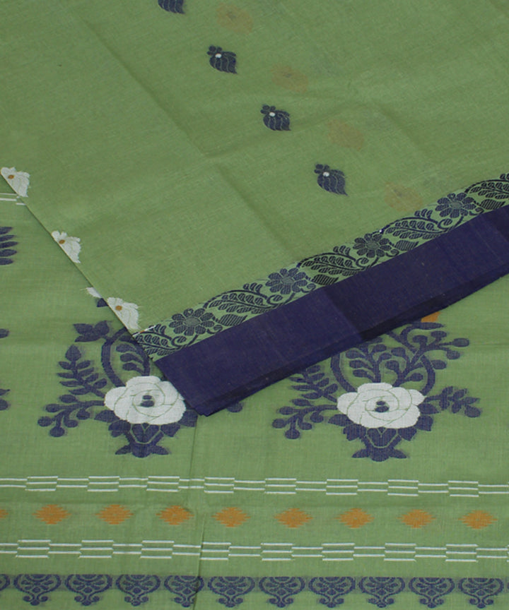 Sage green blue handloom cotton bengal tangail saree