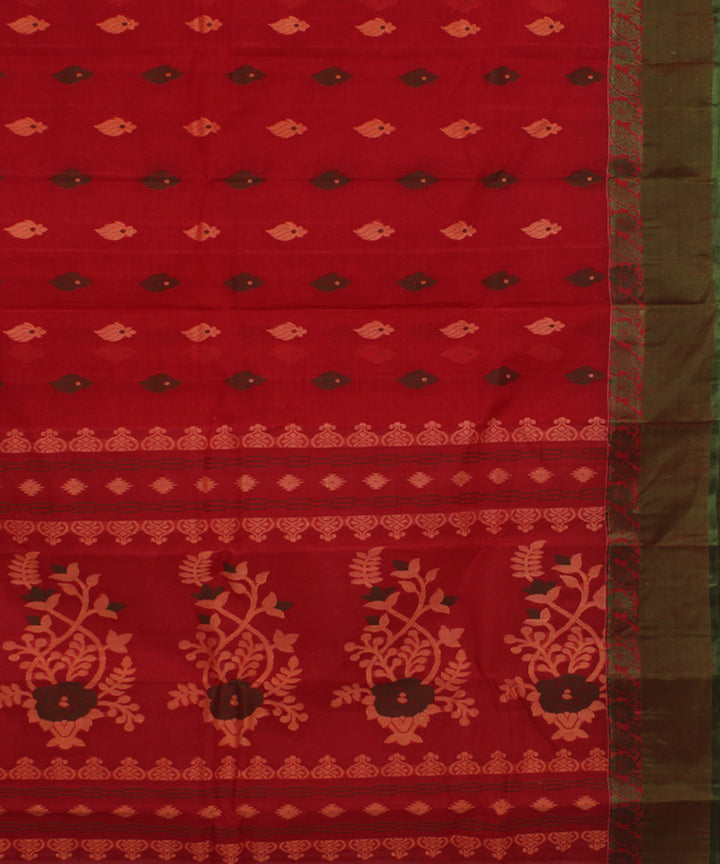 Red green handloom cotton bengal tangail saree