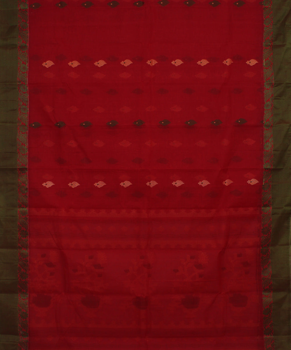 Red green handloom cotton bengal tangail saree