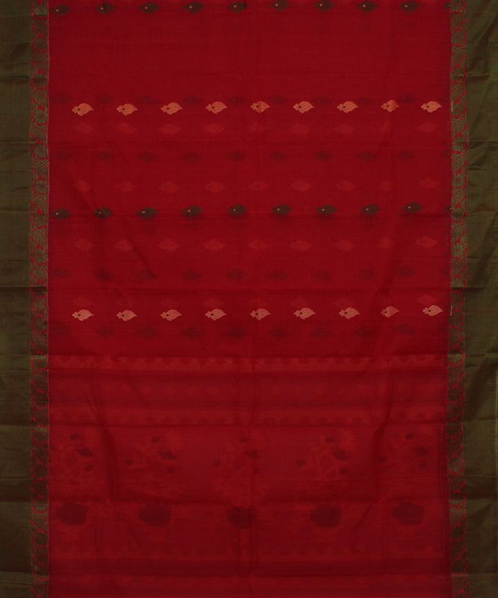 Red green handloom cotton bengal tangail saree