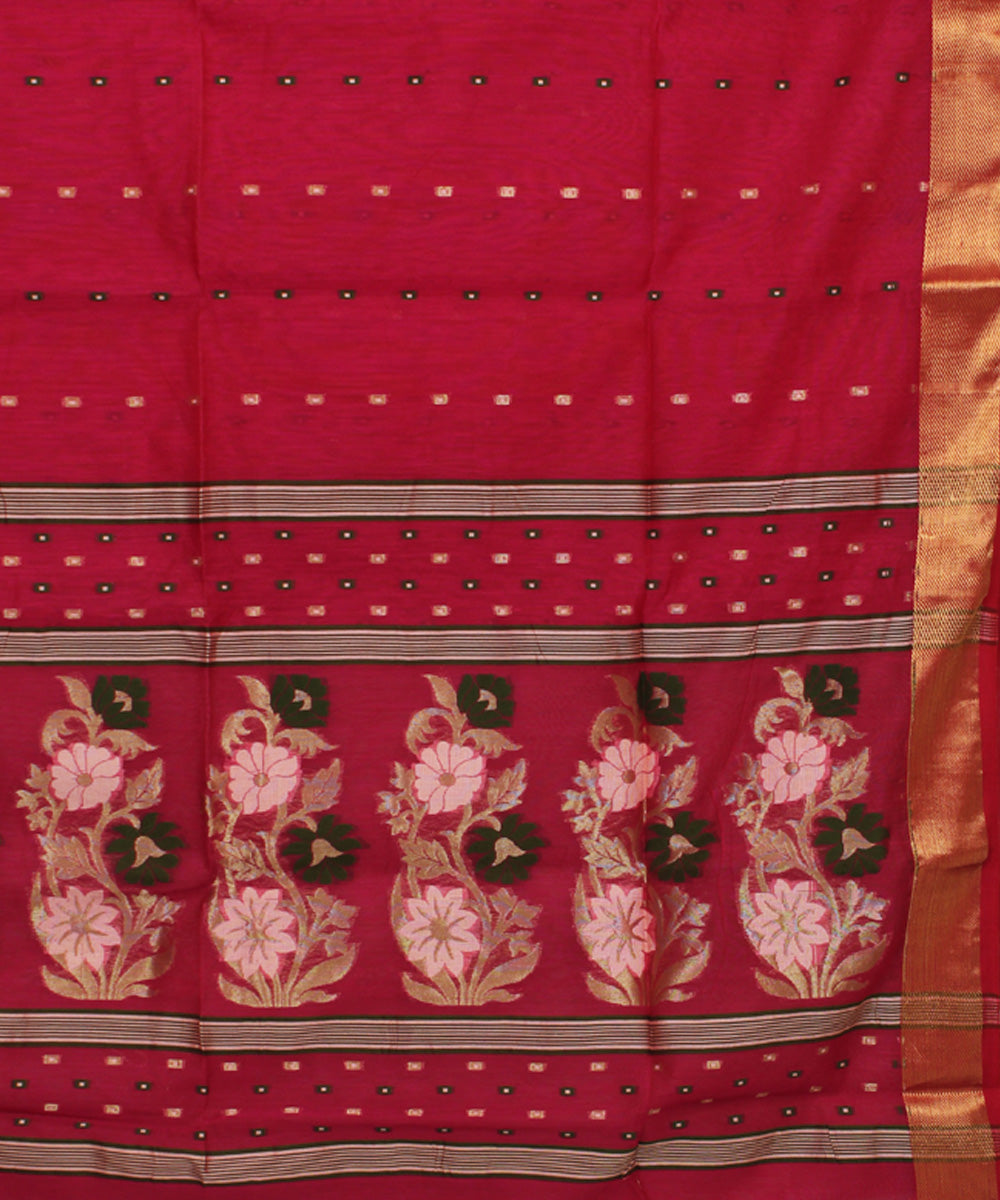 Pink handloom cotton silk bengal saree