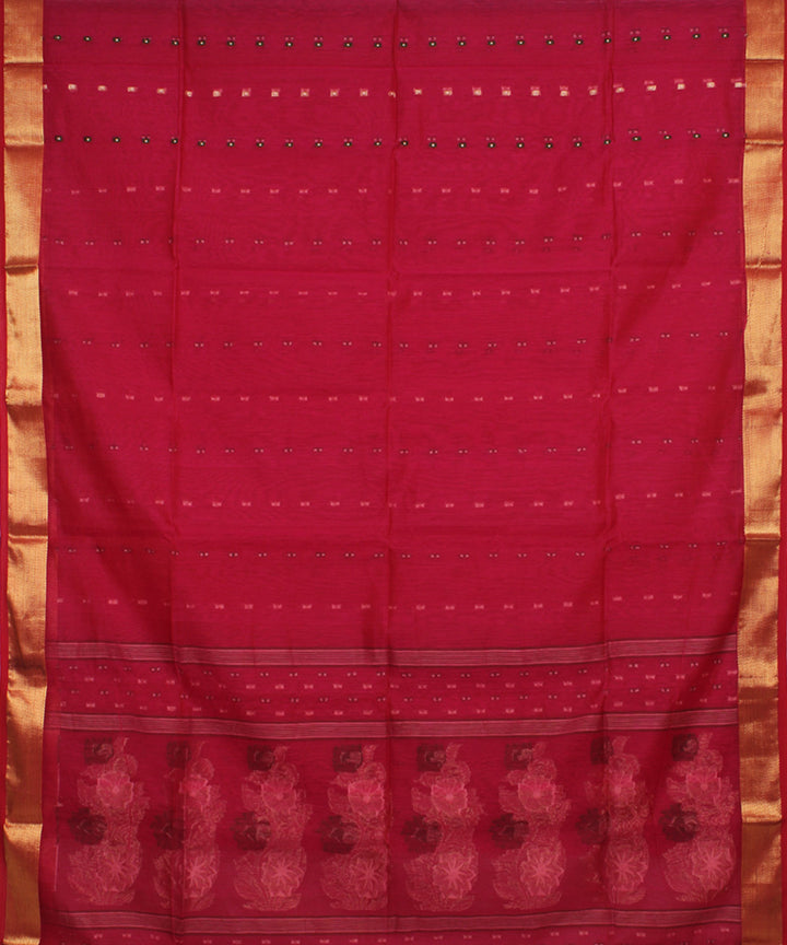 Pink handloom cotton silk bengal saree