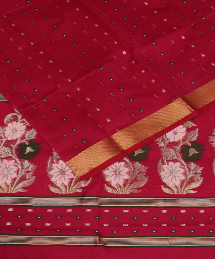 Pink handloom cotton silk bengal saree