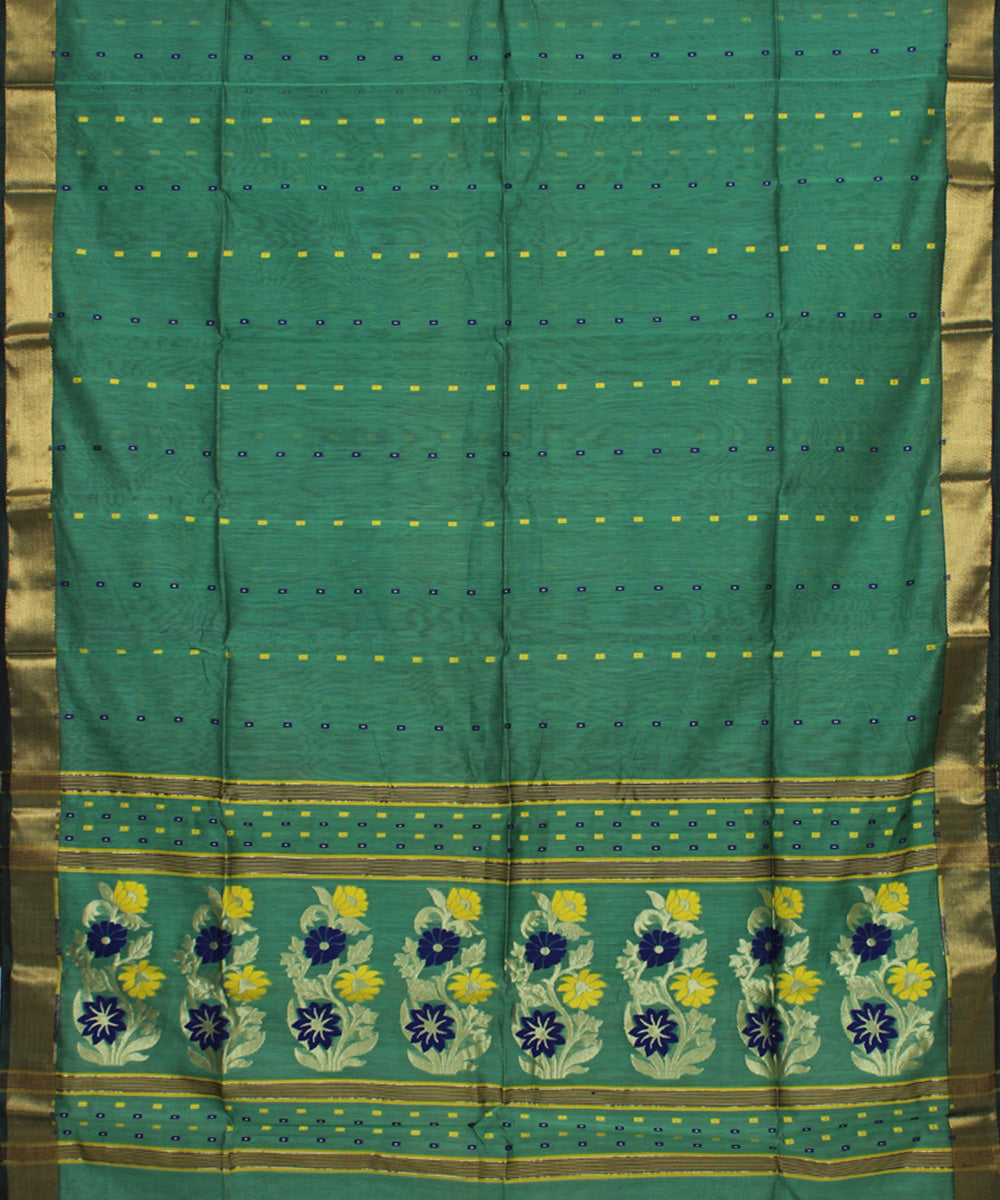 Sea green handloom cotton bengal saree