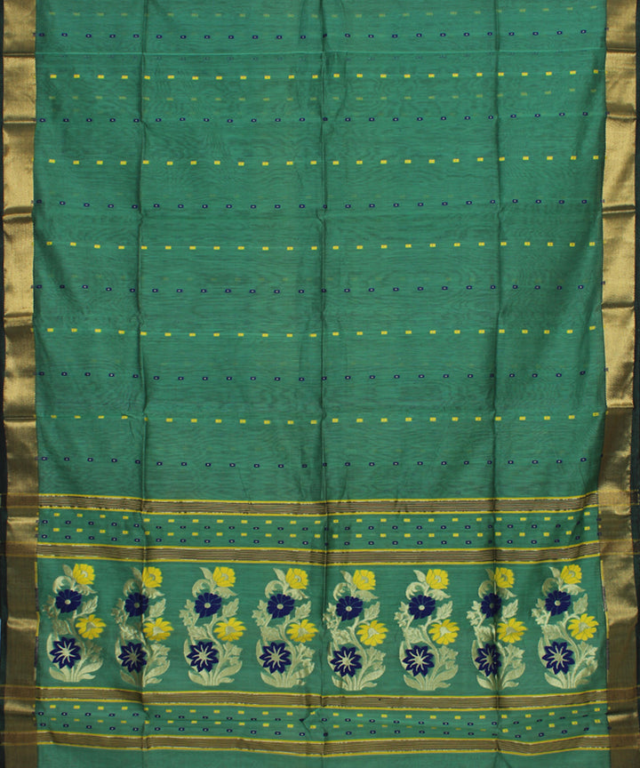 Sea green handloom cotton bengal saree