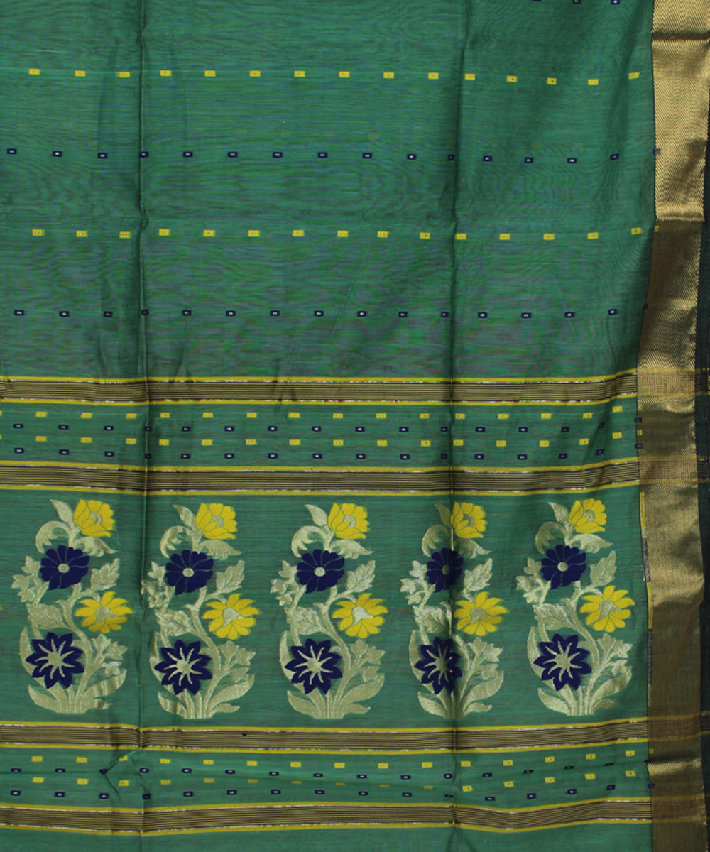 Sea green handloom cotton bengal saree
