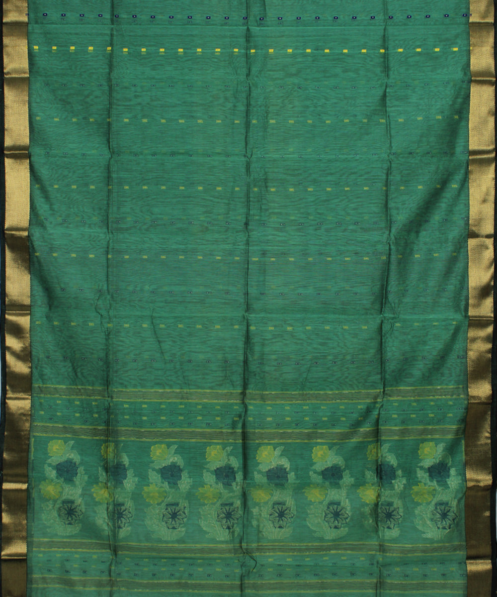Sea green handloom cotton bengal saree