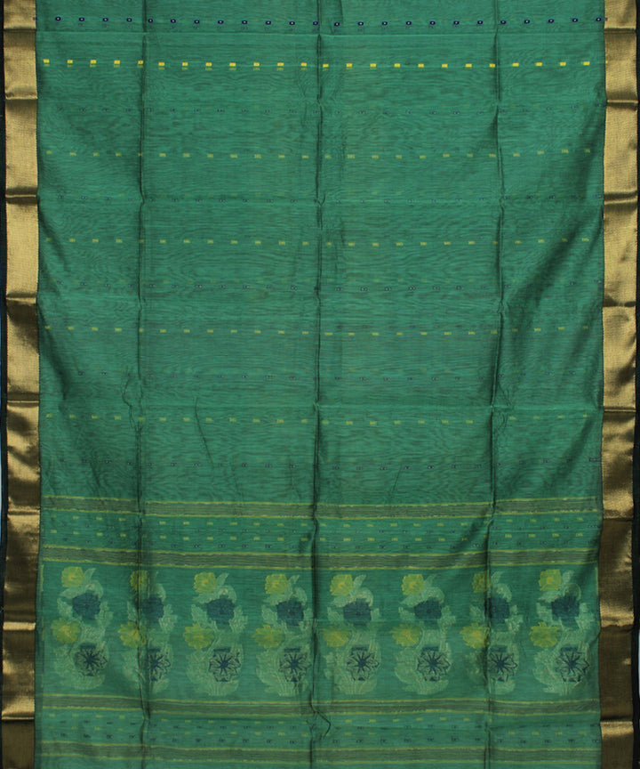 Sea green handloom cotton bengal saree