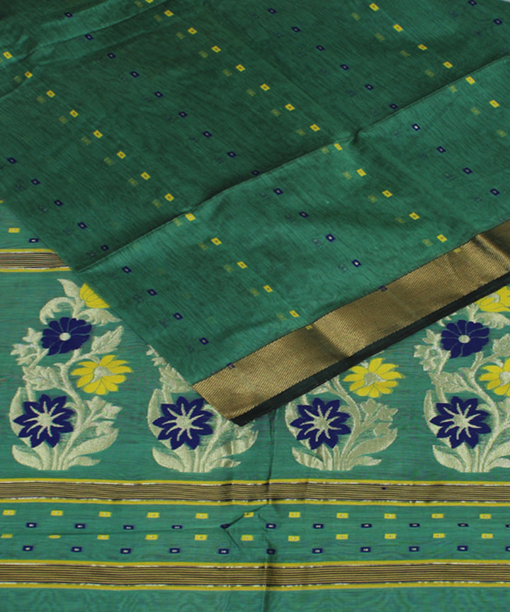 Sea green handloom cotton bengal saree