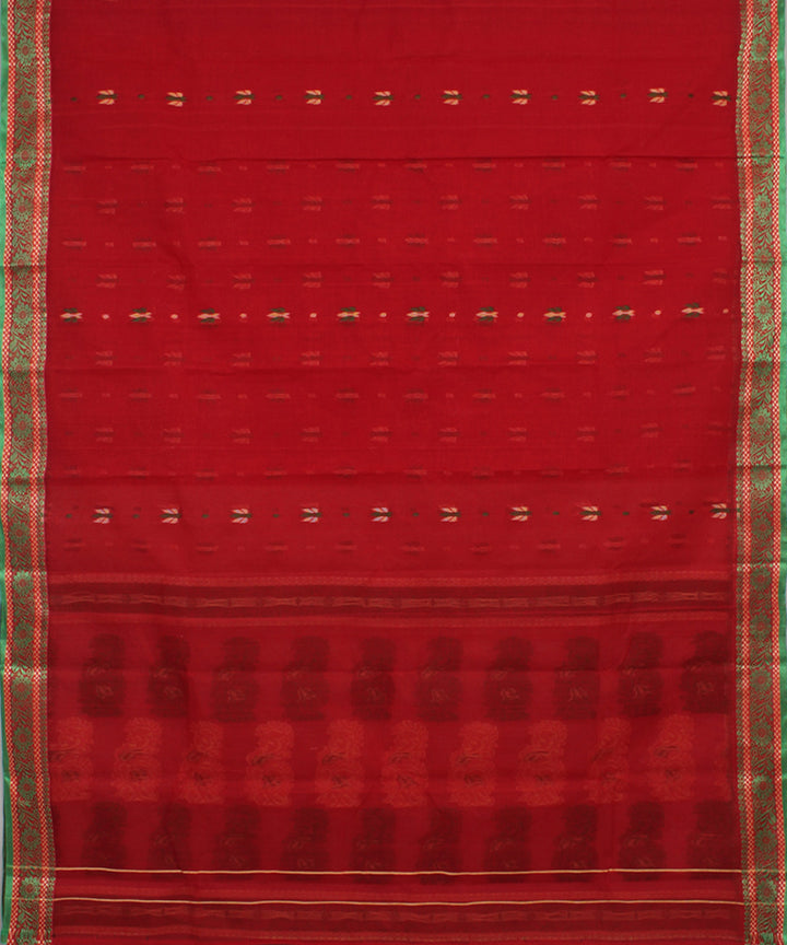 Maroon green handloom cotton bengal tangail saree