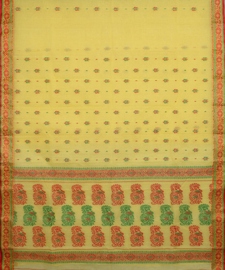 Light yellow handloom cotton bengal tangail saree