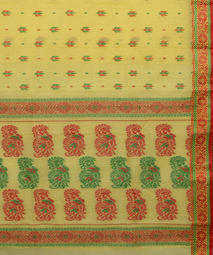 Light yellow handloom cotton bengal tangail saree
