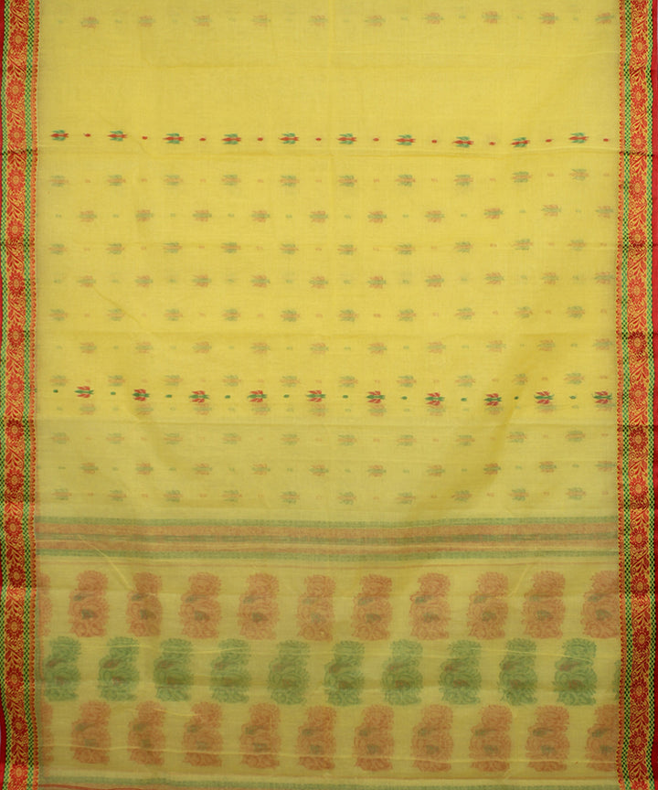 Light yellow handloom cotton bengal tangail saree