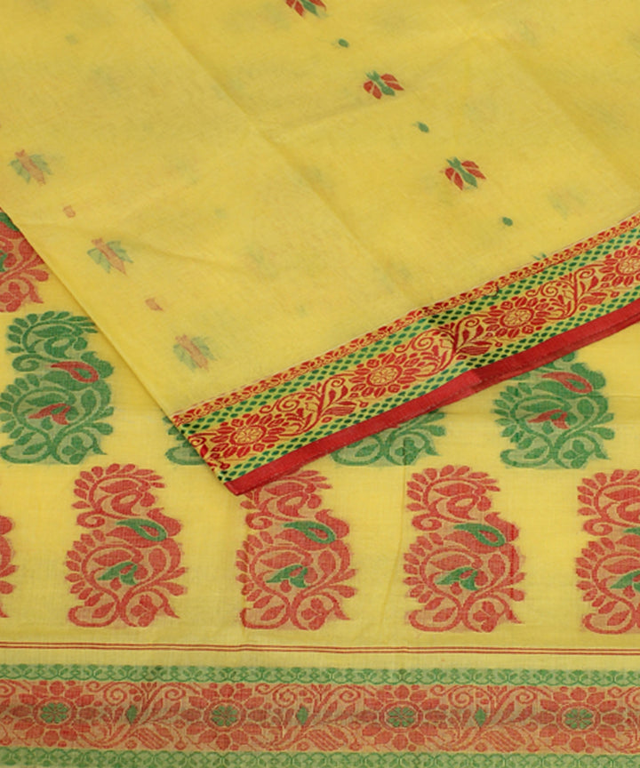 Light yellow handloom cotton bengal tangail saree
