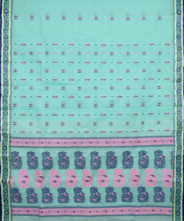 Mint blue handloom cotton bengal tangail saree
