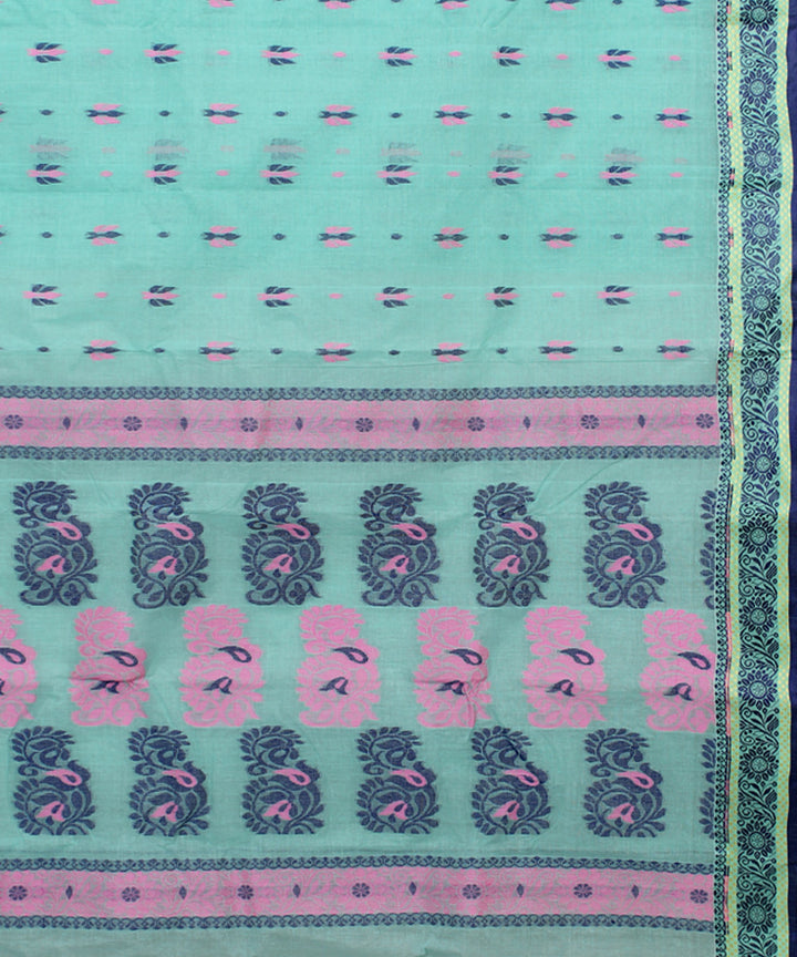 Mint blue handloom cotton bengal tangail saree