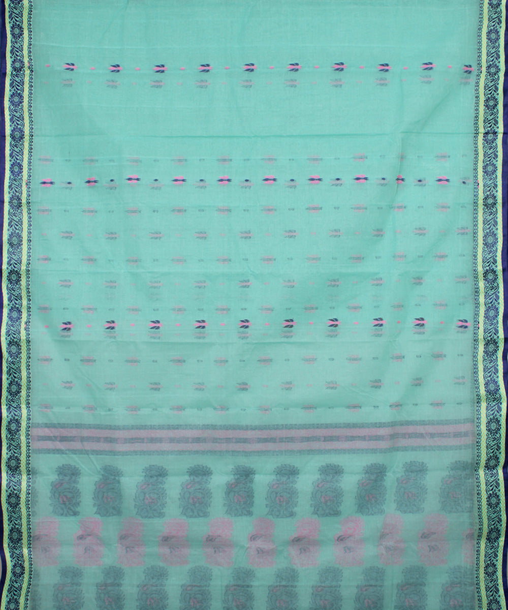Mint blue handloom cotton bengal tangail saree