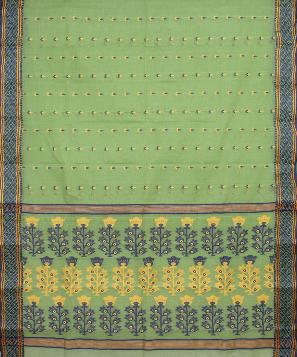 Sage green handloom cotton bengal tangail saree