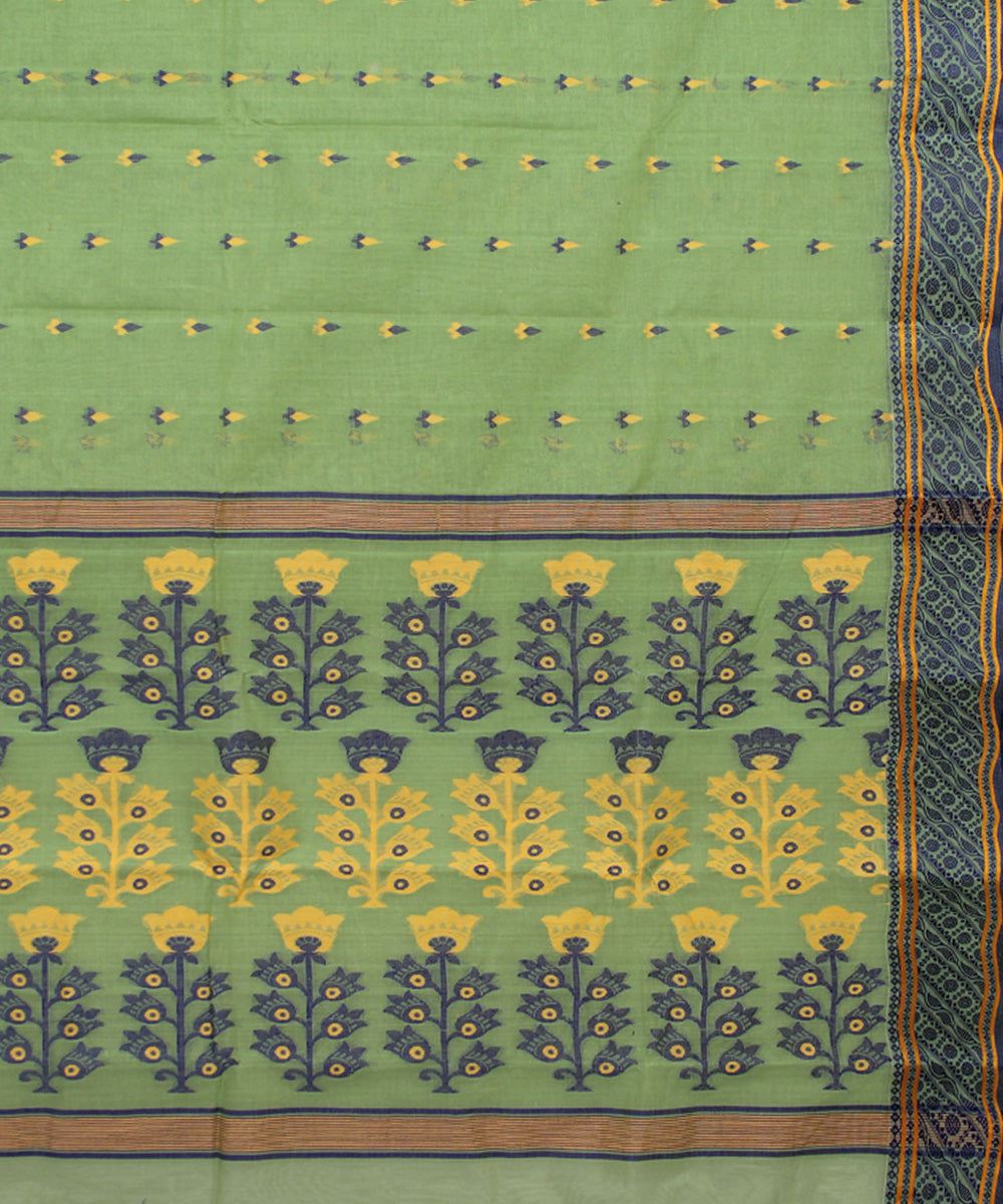 Sage green handloom cotton bengal tangail saree
