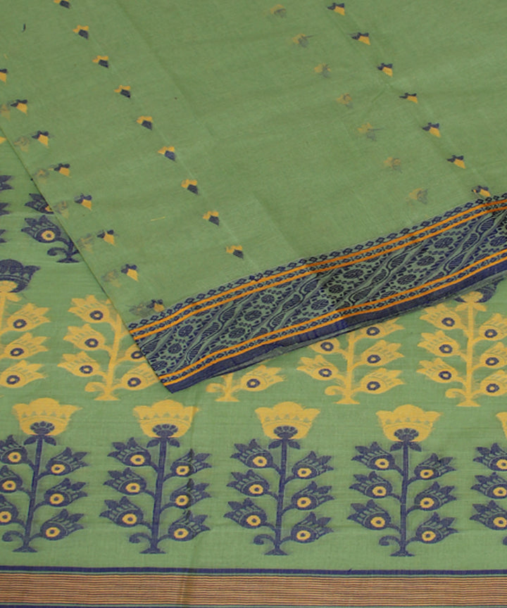 Sage green handloom cotton bengal tangail saree