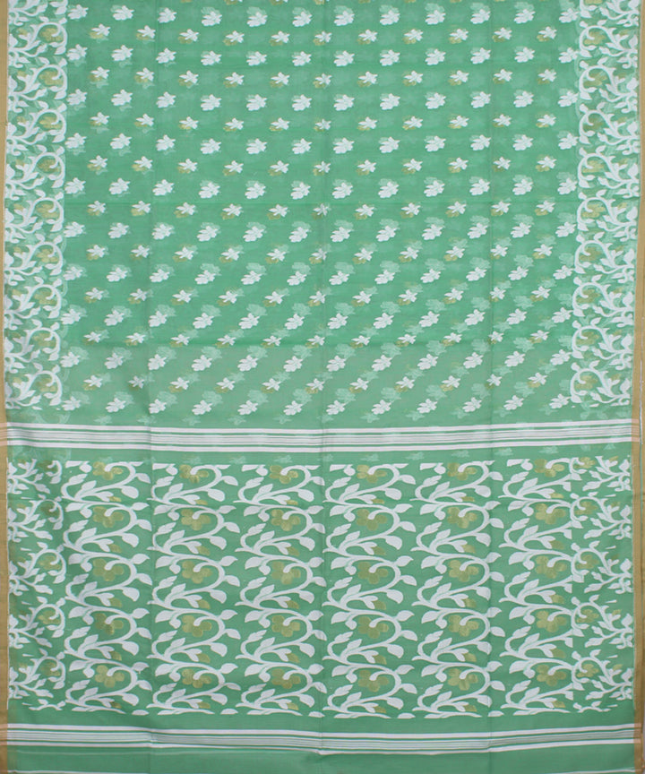 Aquamarine handloom cotton silk saree
