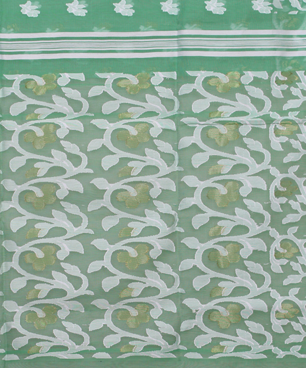 Aquamarine handloom cotton silk saree