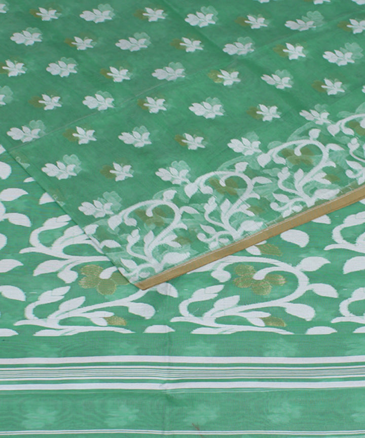 Aquamarine handloom cotton silk saree