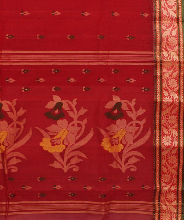 Red handloom cotton bengal tangail saree