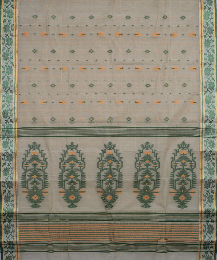 Artichoke and green handloom cotton bengal tangail saree