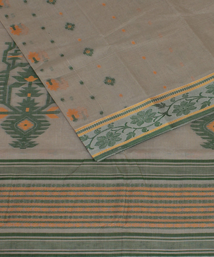 Artichoke and green handloom cotton bengal tangail saree