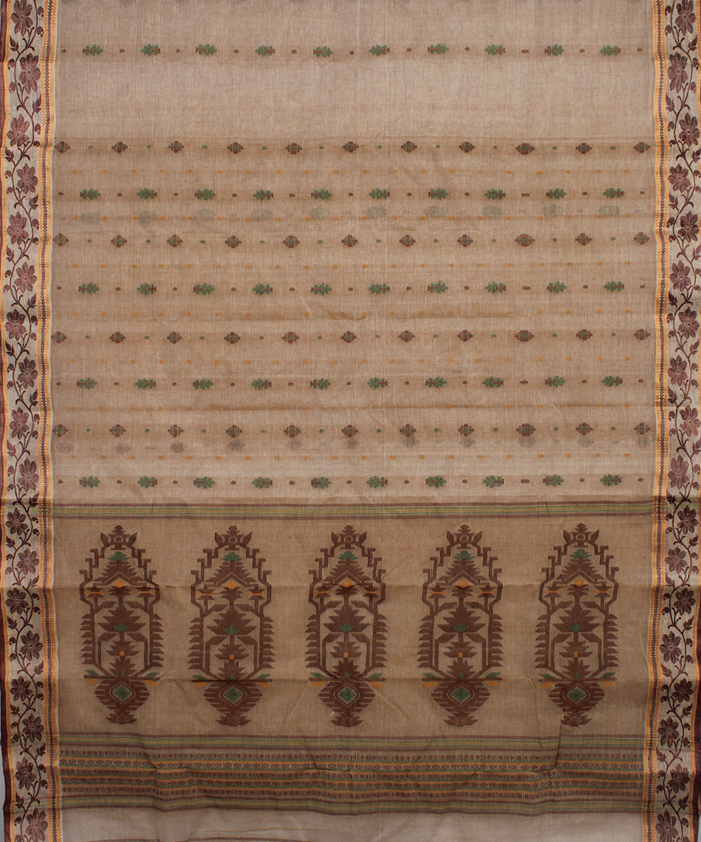 Camel brown handloom cotton bengal tangail saree