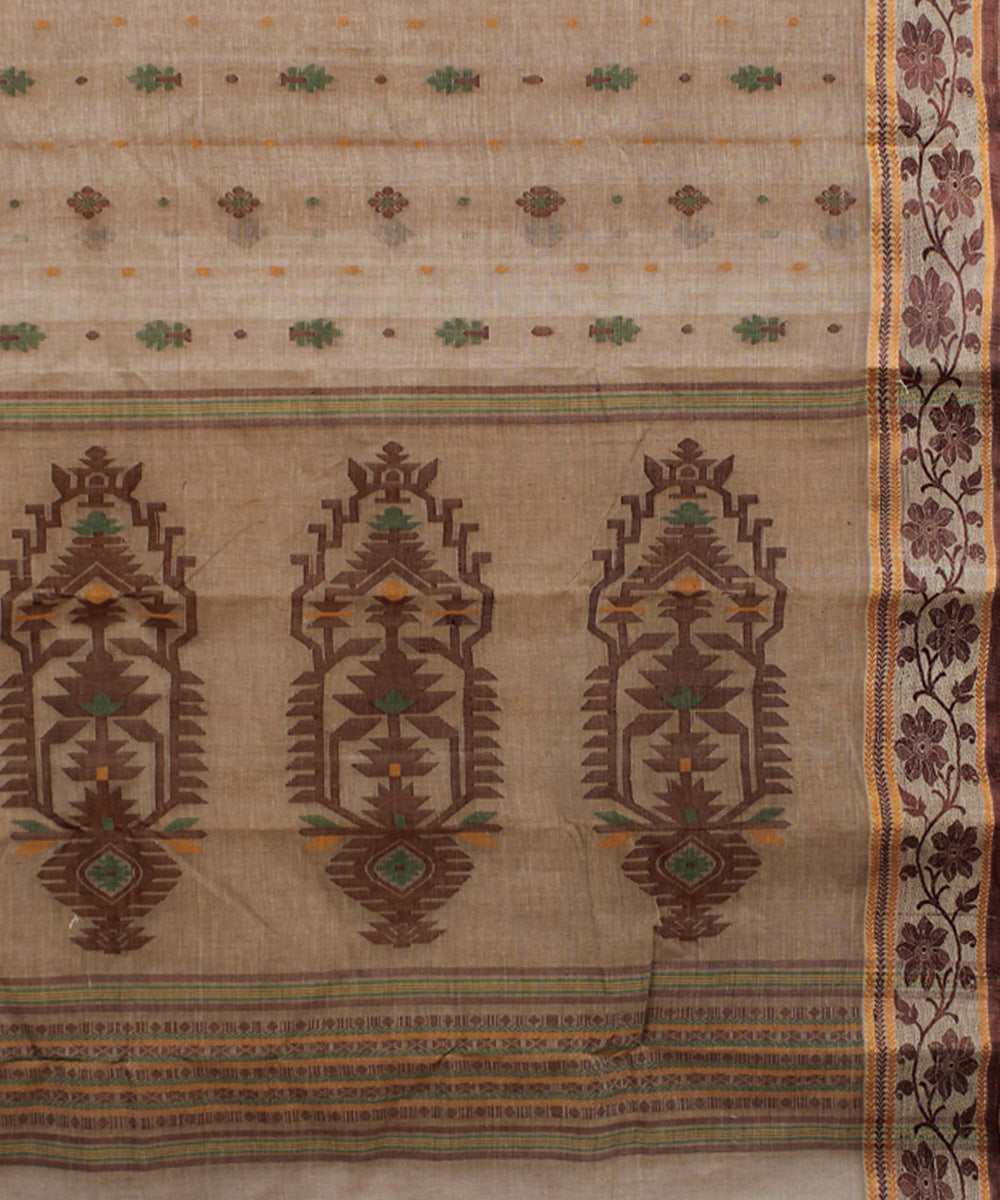 Camel brown handloom cotton bengal tangail saree