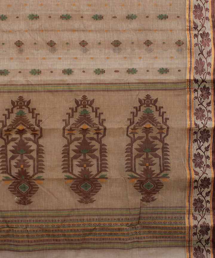 Camel brown handloom cotton bengal tangail saree