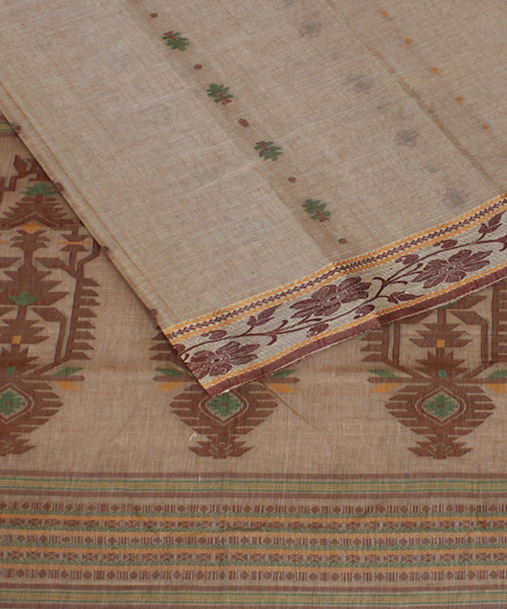Camel brown handloom cotton bengal tangail saree