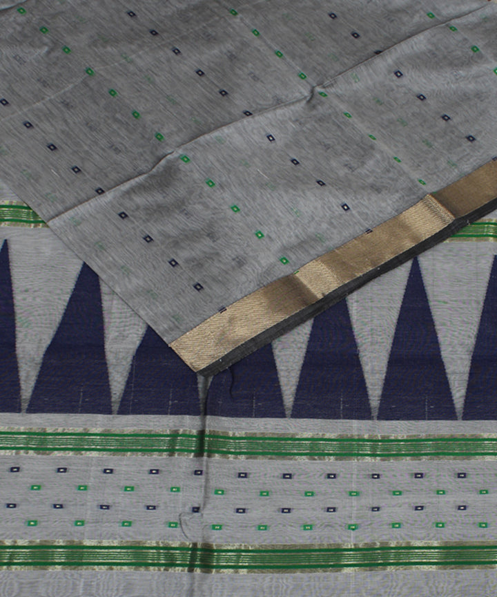 Grey handwoven cotton bengal saree