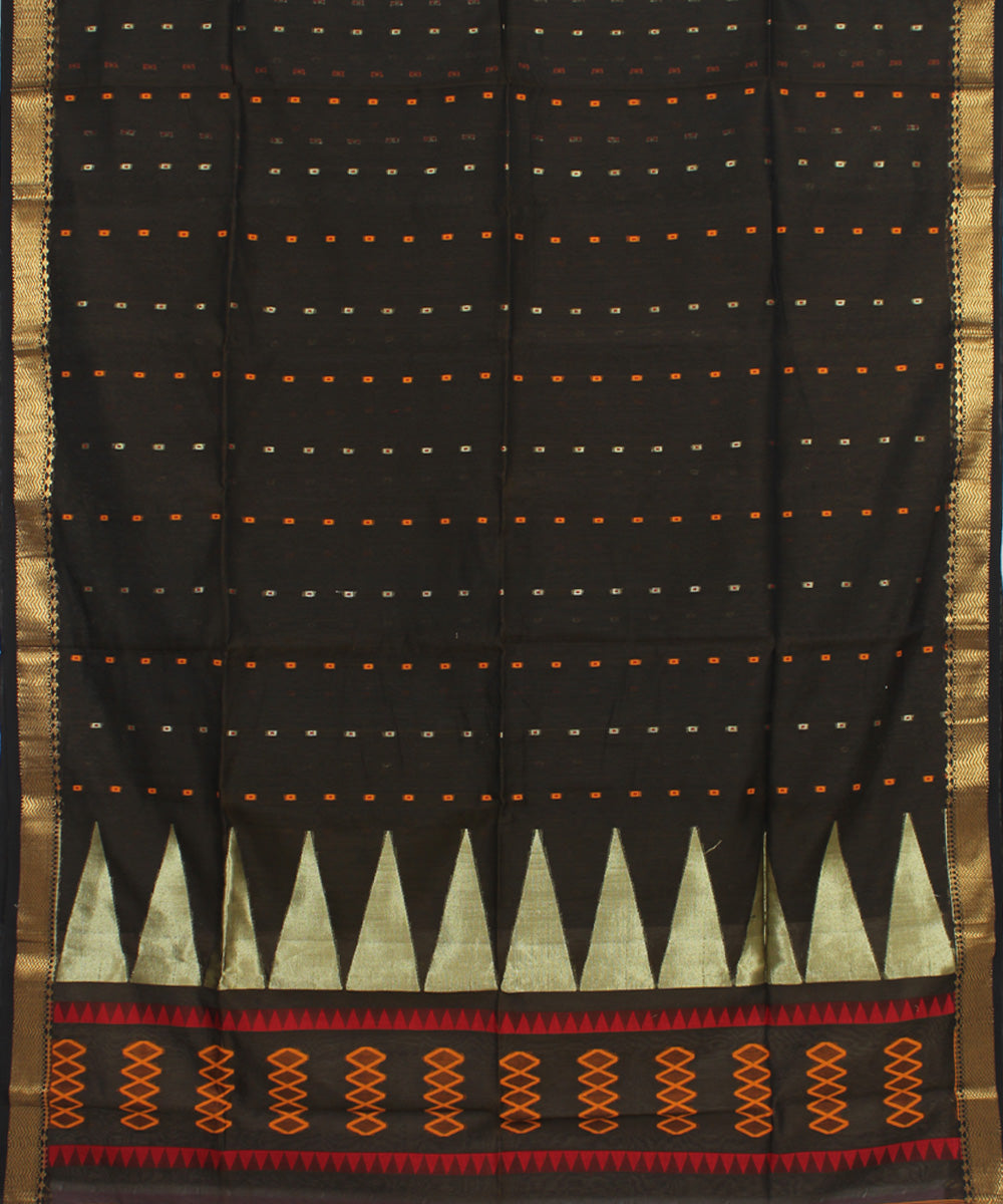 Coffee brown handloom cotton bengal saree